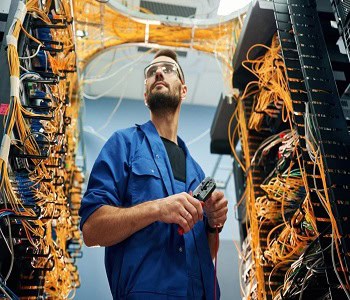 Data center technician working on high-density servers on cable management - featured image