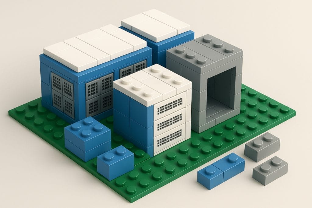 Modular Data Center represented by blocks to show how easy scaling becomes with MDC